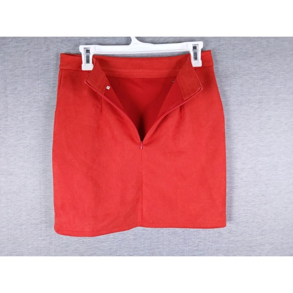 Red Faux Suede Skirt - Picture 7 of 8